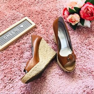 Jessica Simpson Brown Leather Espardrille Heels